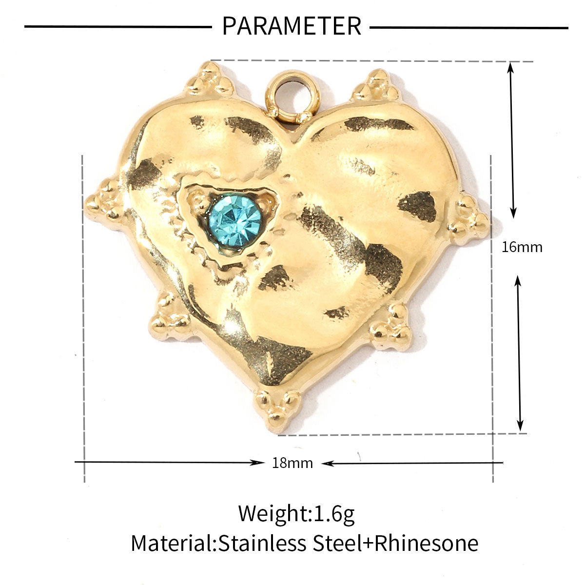 A Pack Of 3 201 Stainless Steel 18K Gold Plated Starfish Heart Shape Polished Pendant