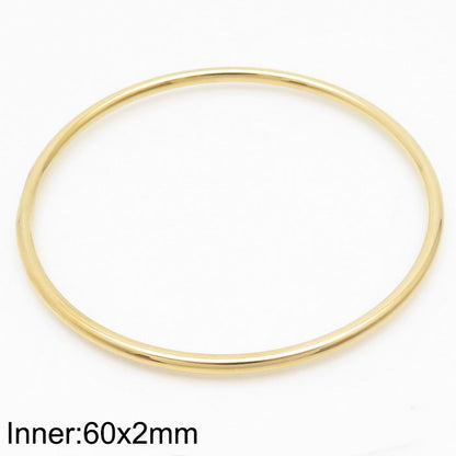 304 Stainless Steel 18K Gold Plated Simple Style Round Solid Color Bangle