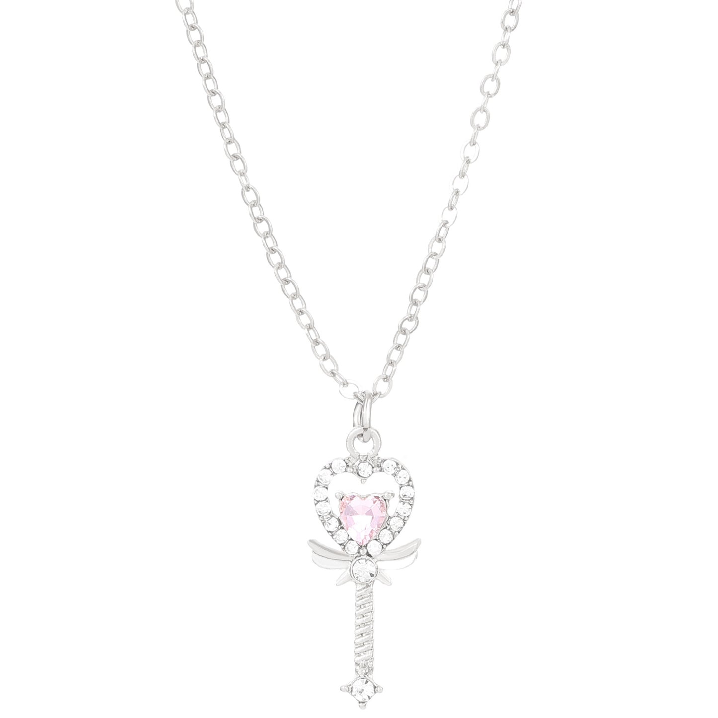 IG Style Y2K Sweet Heart Shape Magic Wand Alloy Inlay Rhinestones Women's Pendant Necklace