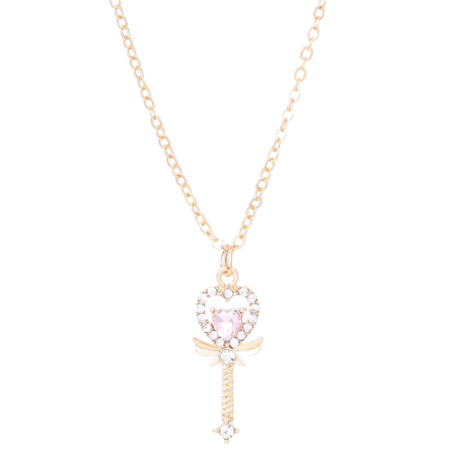 IG Style Y2K Sweet Heart Shape Magic Wand Alloy Inlay Rhinestones Women's Pendant Necklace