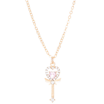 IG Style Y2K Sweet Heart Shape Magic Wand Alloy Inlay Rhinestones Women's Pendant Necklace