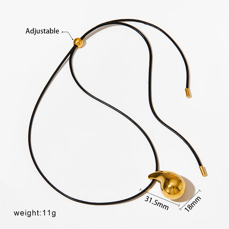 French Style Simple Style Round Star Water Droplets 316L Stainless Steel  Rope 18K Gold Plated Unisex Pendant Necklace