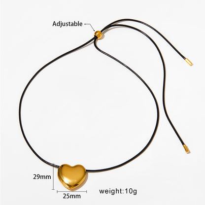 French Style Simple Style Round Star Water Droplets 316L Stainless Steel  Rope 18K Gold Plated Unisex Pendant Necklace