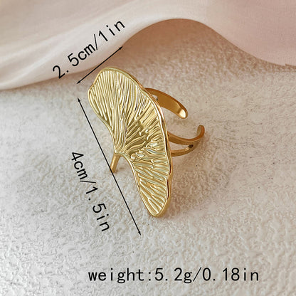 Wholesale Jewelry Simple Style Classic Style Heart Shape Ginkgo Leaf 304 Stainless Steel Zircon 14K Gold Plated Plating Inlay Rings Bracelets