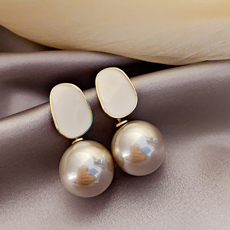 1 Pair Simple Style Classic Style Korean Style Geometric Inlay Alloy Pearl Drop Earrings