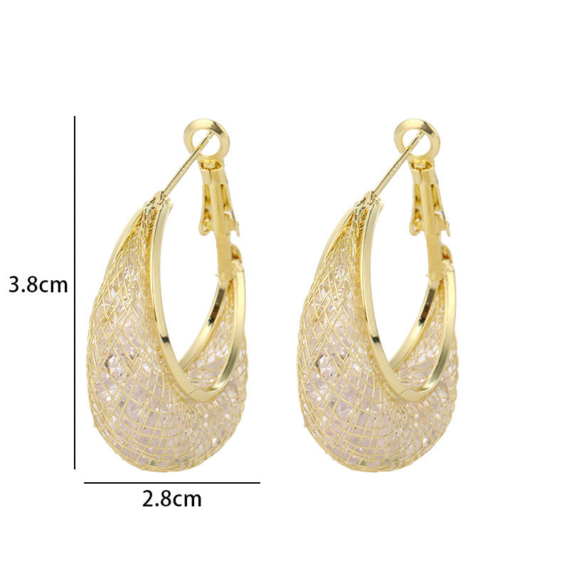 1 Pair Classic Style Shiny Korean Style Geometric Zircon Alloy Gold Plated Earrings