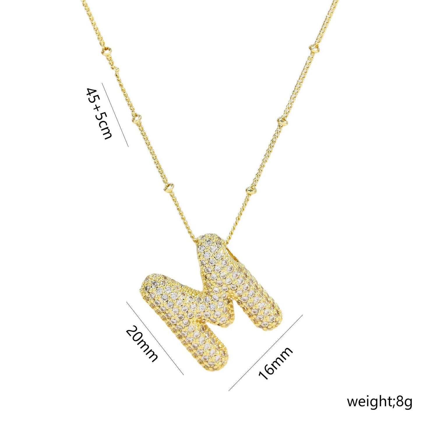 Copper Gold Plated IG Style Korean Style Plating Inlay Letter Zircon Pendant Necklace