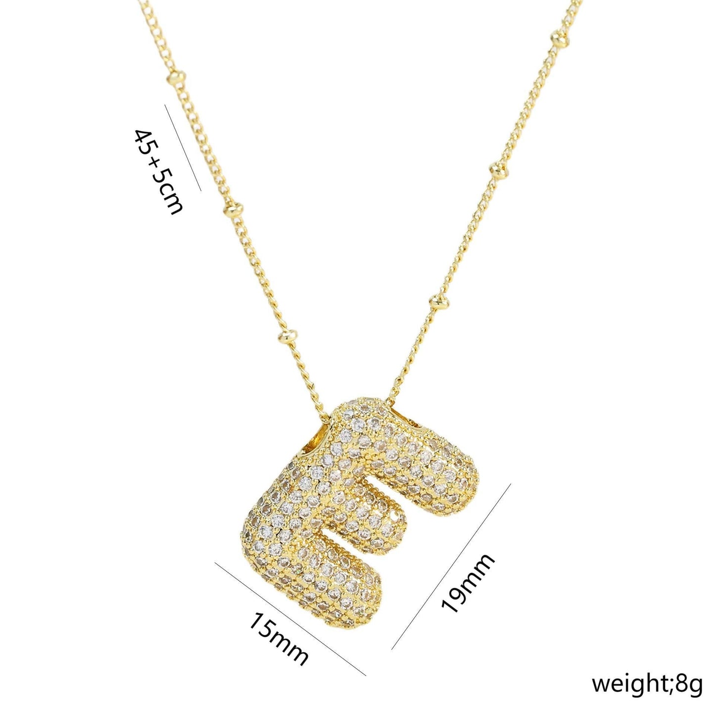 Copper Gold Plated IG Style Korean Style Plating Inlay Letter Zircon Pendant Necklace