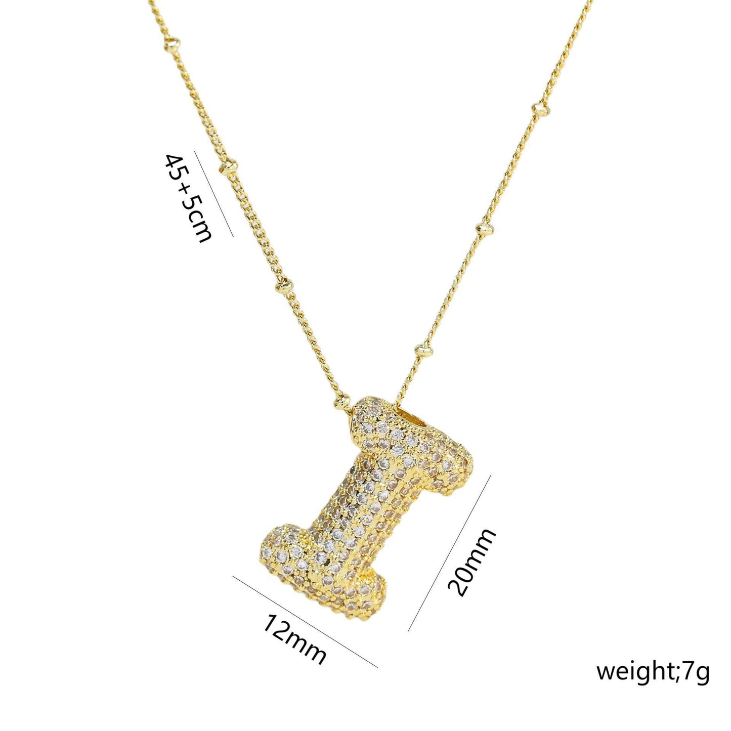 Copper Gold Plated IG Style Korean Style Plating Inlay Letter Zircon Pendant Necklace