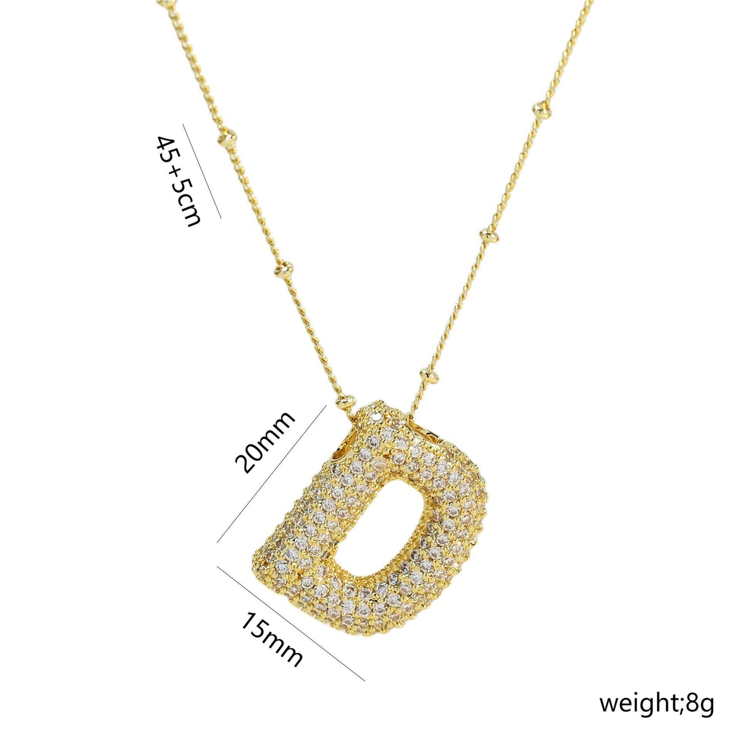 Copper Gold Plated IG Style Korean Style Plating Inlay Letter Zircon Pendant Necklace