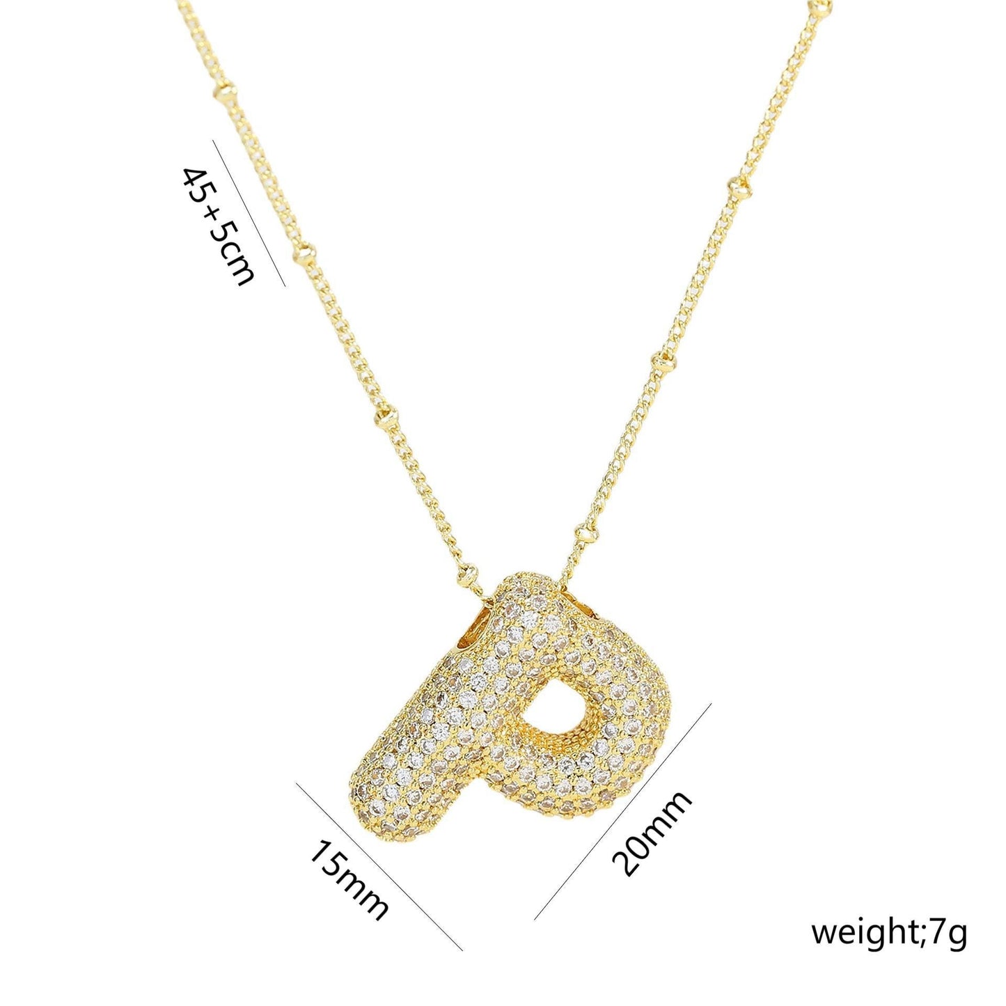 Copper Gold Plated IG Style Korean Style Plating Inlay Letter Zircon Pendant Necklace