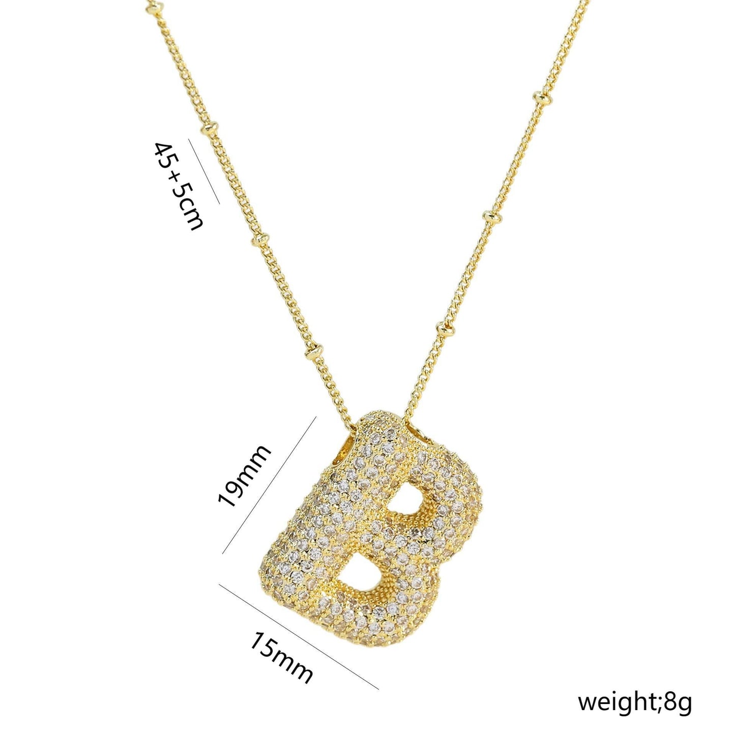 Copper Gold Plated IG Style Korean Style Plating Inlay Letter Zircon Pendant Necklace