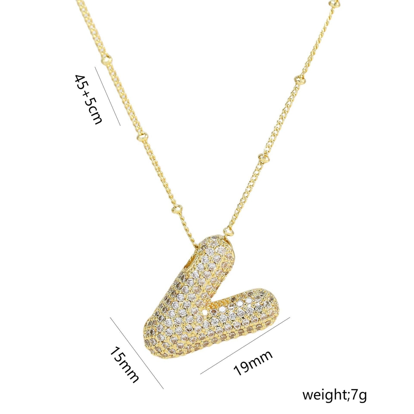 Copper Gold Plated IG Style Korean Style Plating Inlay Letter Zircon Pendant Necklace