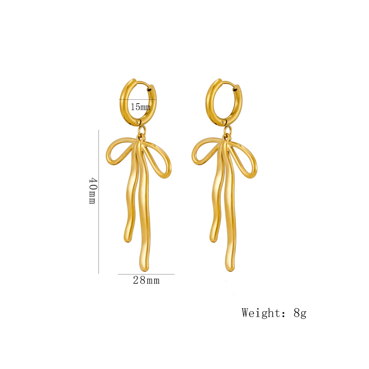 1 Pair Simple Style Classic Style Bow Knot Plating 304 Stainless Steel 18K Gold Plated Ear Studs