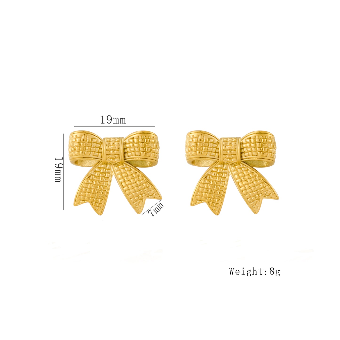 1 Pair Simple Style Classic Style Bow Knot Plating 304 Stainless Steel 18K Gold Plated Ear Studs