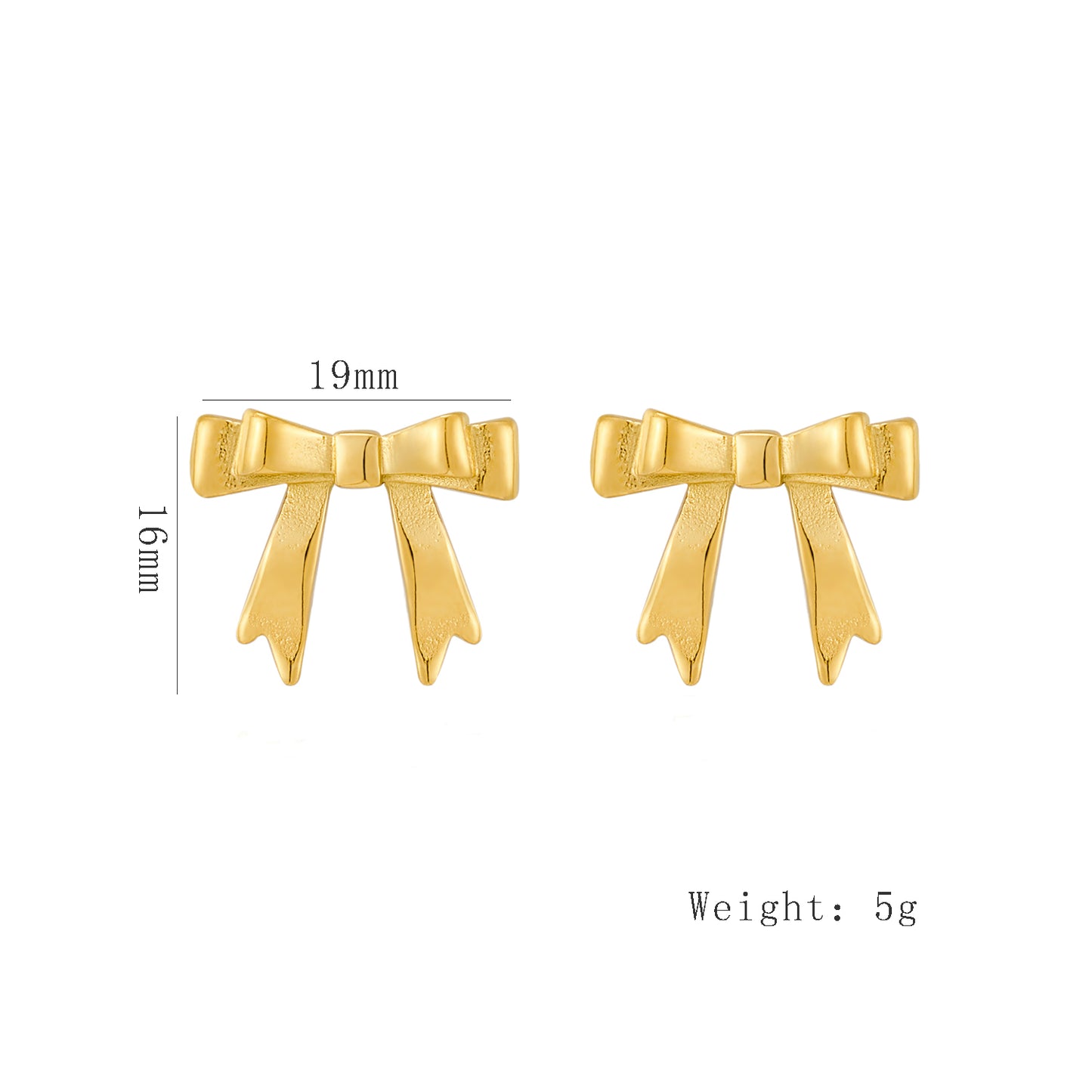 1 Pair Simple Style Classic Style Bow Knot Plating 304 Stainless Steel 18K Gold Plated Ear Studs