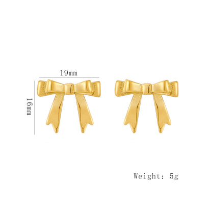 1 Pair Simple Style Classic Style Bow Knot Plating 304 Stainless Steel 18K Gold Plated Ear Studs