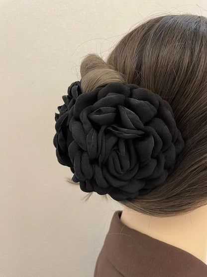 Women'S Sweet Korean Style Rose Flower Cloth Hair Claws