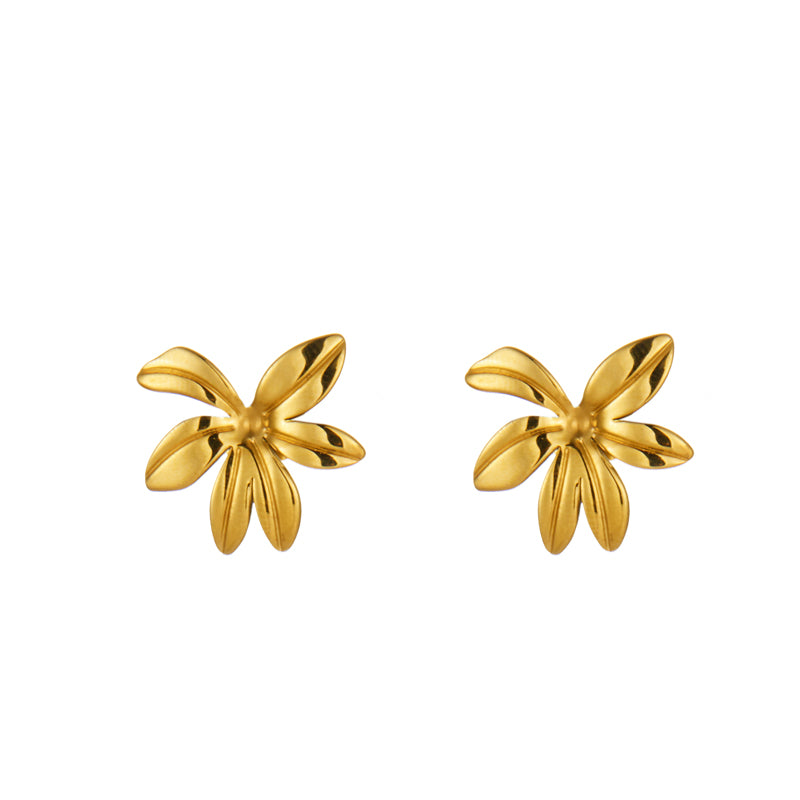 Wholesale Jewelry Classical Retro Flower Bow Knot 304 Stainless Steel 18K Gold Plated Plating Jewelry Set