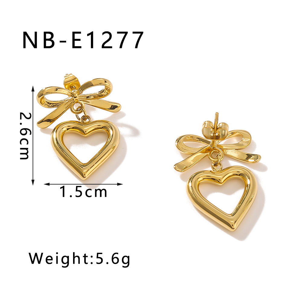 1 Pair Elegant French Style Classic Style C Shape Heart Shape Flower Epoxy Inlay 304 Stainless Steel Artificial Pearls 18K Gold Plated Drop Earrings