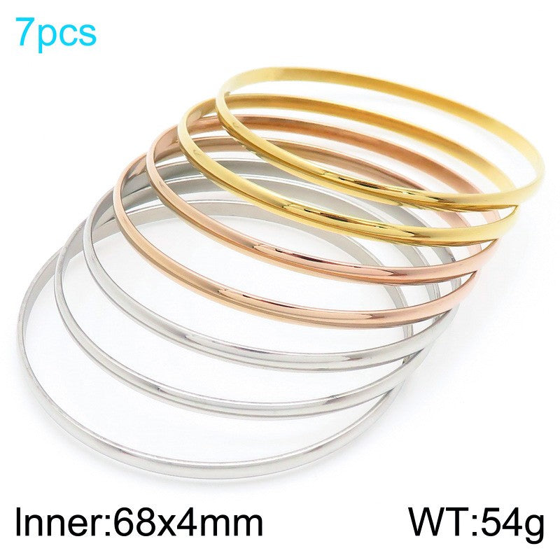 Simple Style Round Stainless Steel 18K Gold Plated Bangle In Bulk