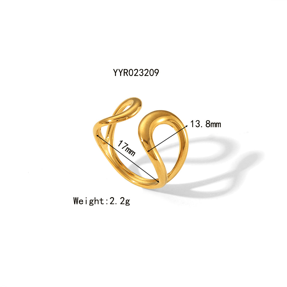 Wholesale Jewelry Simple Style Irregular Solid Color Bow Knot 304 Stainless Steel 18K Gold Plated Open Rings