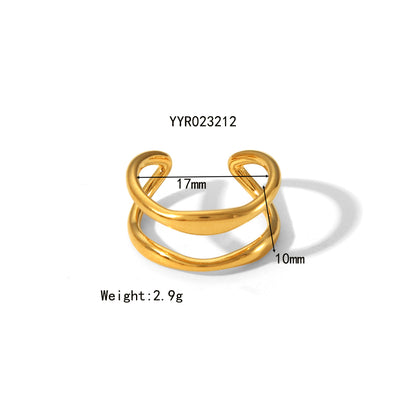 Wholesale Jewelry Simple Style Irregular Solid Color Bow Knot 304 Stainless Steel 18K Gold Plated Open Rings