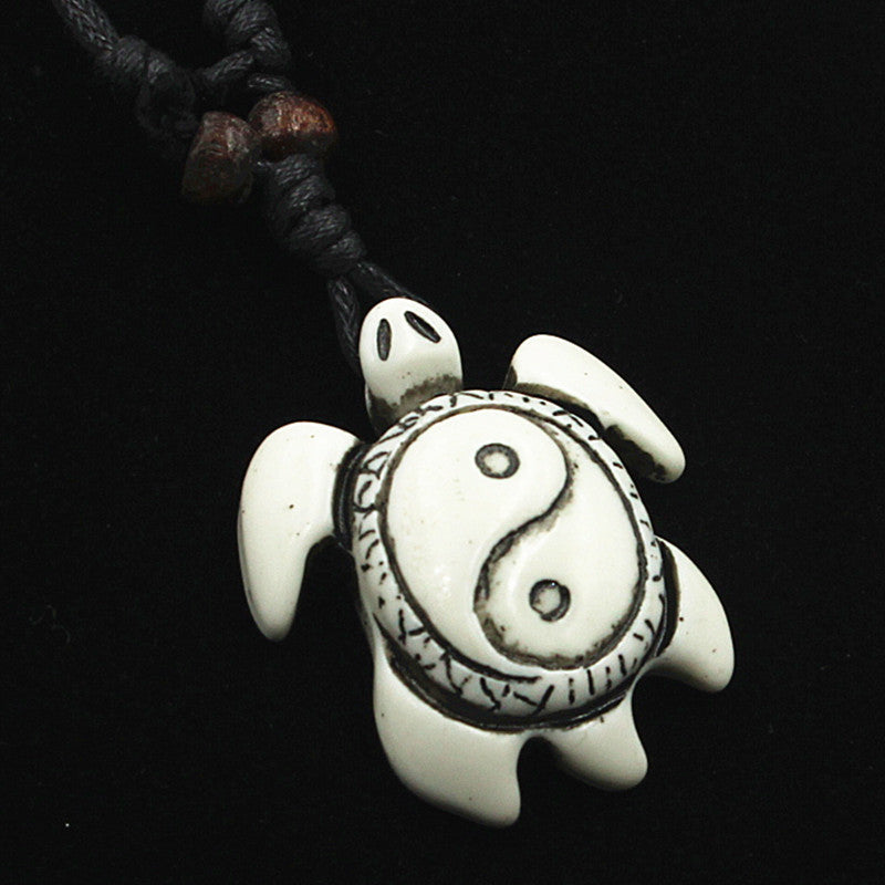 Ethnic Style Tortoise Resin Wax Rope Men'S Pendant Necklace