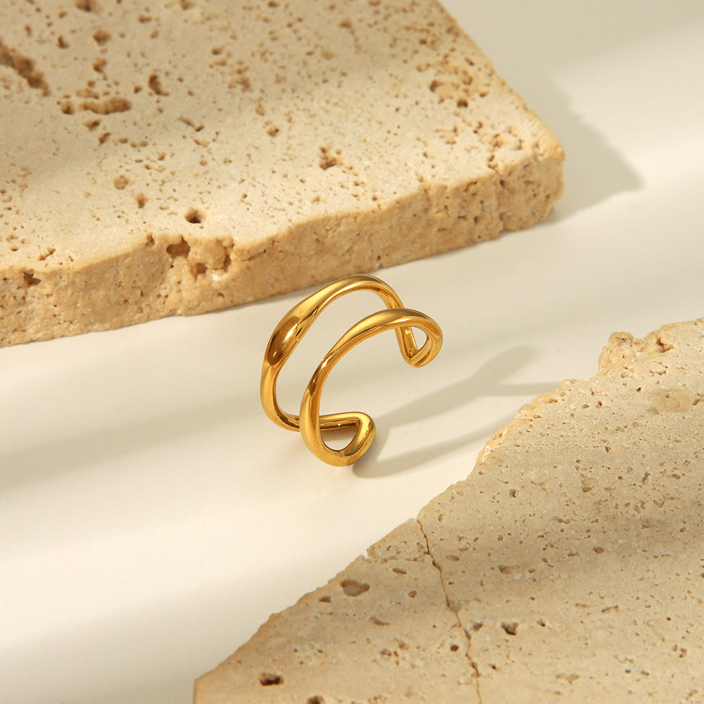 Wholesale Jewelry Simple Style Irregular Solid Color Bow Knot 304 Stainless Steel 18K Gold Plated Open Rings