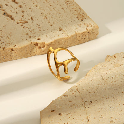 Wholesale Jewelry Simple Style Irregular Solid Color Bow Knot 304 Stainless Steel 18K Gold Plated Open Rings