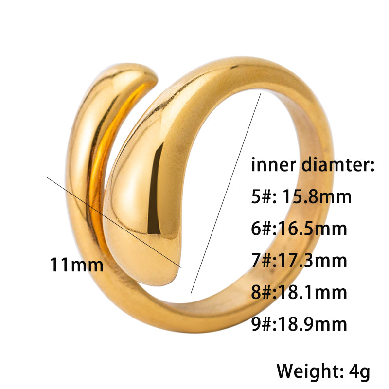 Wholesale Jewelry Elegant Classic Style Solid Color 304 Stainless Steel 18K Gold Plated Irregular Plating Open Rings