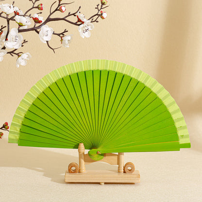 Spanish Plain Pure Wood Folding Fan Female Modern Simple Fan Props Classical Solid Color Folding Fan Folding Fan Wholesale