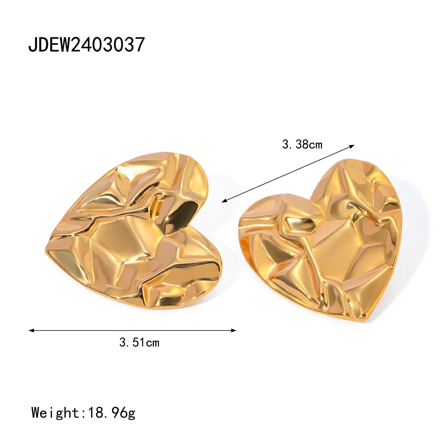 1 Pair Simple Style Classic Style Heart Shape Plating 304 Stainless Steel 18K Gold Plated Ear Studs