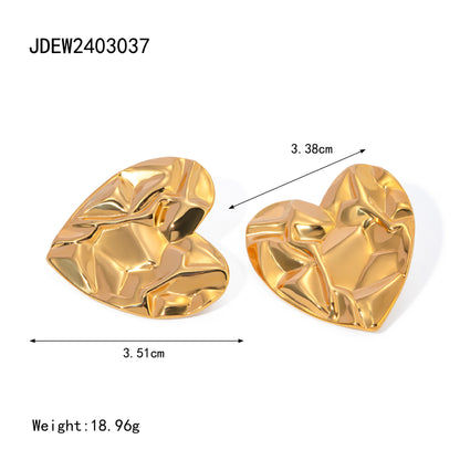 1 Pair Simple Style Classic Style Heart Shape Plating 304 Stainless Steel 18K Gold Plated Ear Studs