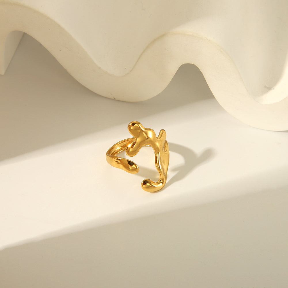 Wholesale Jewelry Simple Style Irregular Solid Color Bow Knot 304 Stainless Steel 18K Gold Plated Open Rings