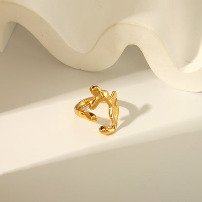 Wholesale Jewelry Simple Style Irregular Solid Color Bow Knot 304 Stainless Steel 18K Gold Plated Open Rings