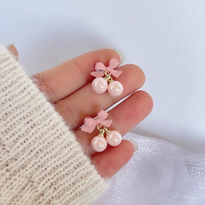 1 Pair IG Style Simple Style U Shape Geometric Flower Inlay Imitation Pearl Artificial Pearls Rhinestones Drop Earrings Ear Studs