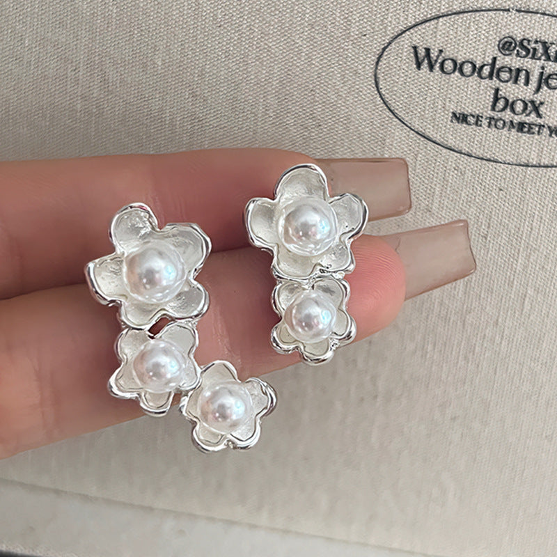 1 Pair IG Style Simple Style U Shape Geometric Flower Inlay Imitation Pearl Artificial Pearls Rhinestones Drop Earrings Ear Studs