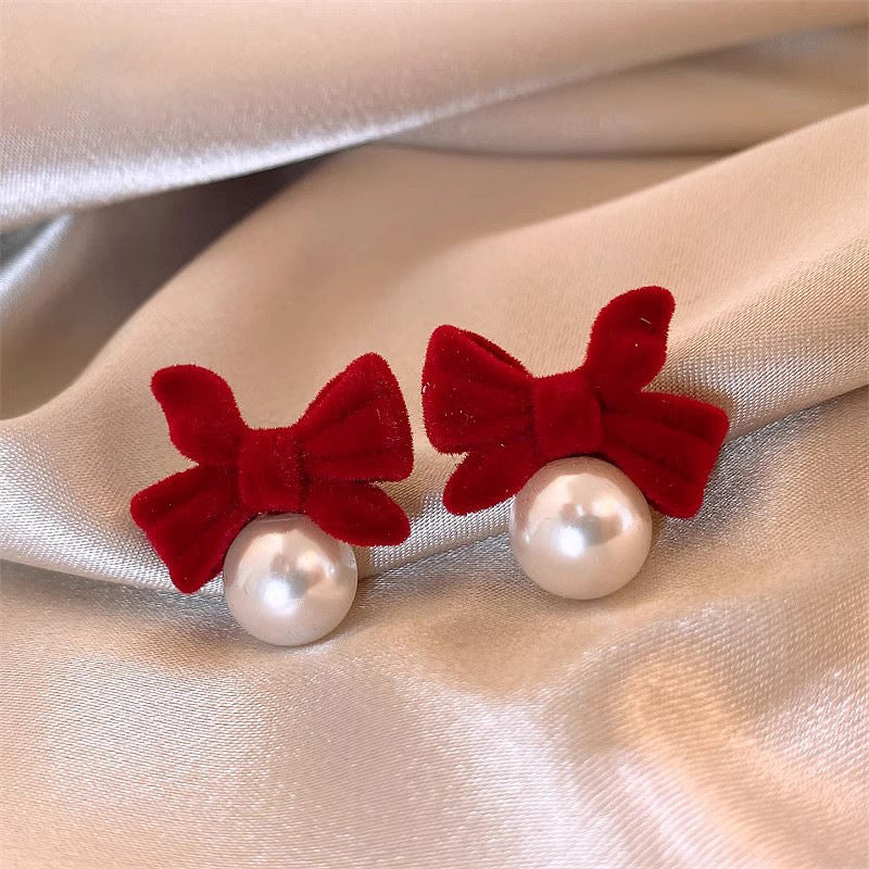 1 Pair IG Style Simple Style U Shape Geometric Flower Inlay Imitation Pearl Artificial Pearls Rhinestones Drop Earrings Ear Studs