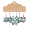 1 Set Casual Ethnic Style Geometric Inlay Alloy Turquoise Rhinestones Drop Earrings