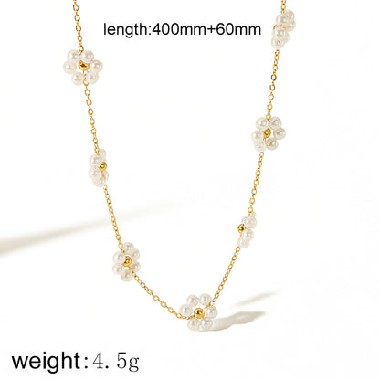 Wholesale Jewelry Simple Style Classic Style Flower Shell 304 Stainless Steel 18K Gold Plated Plating Necklace