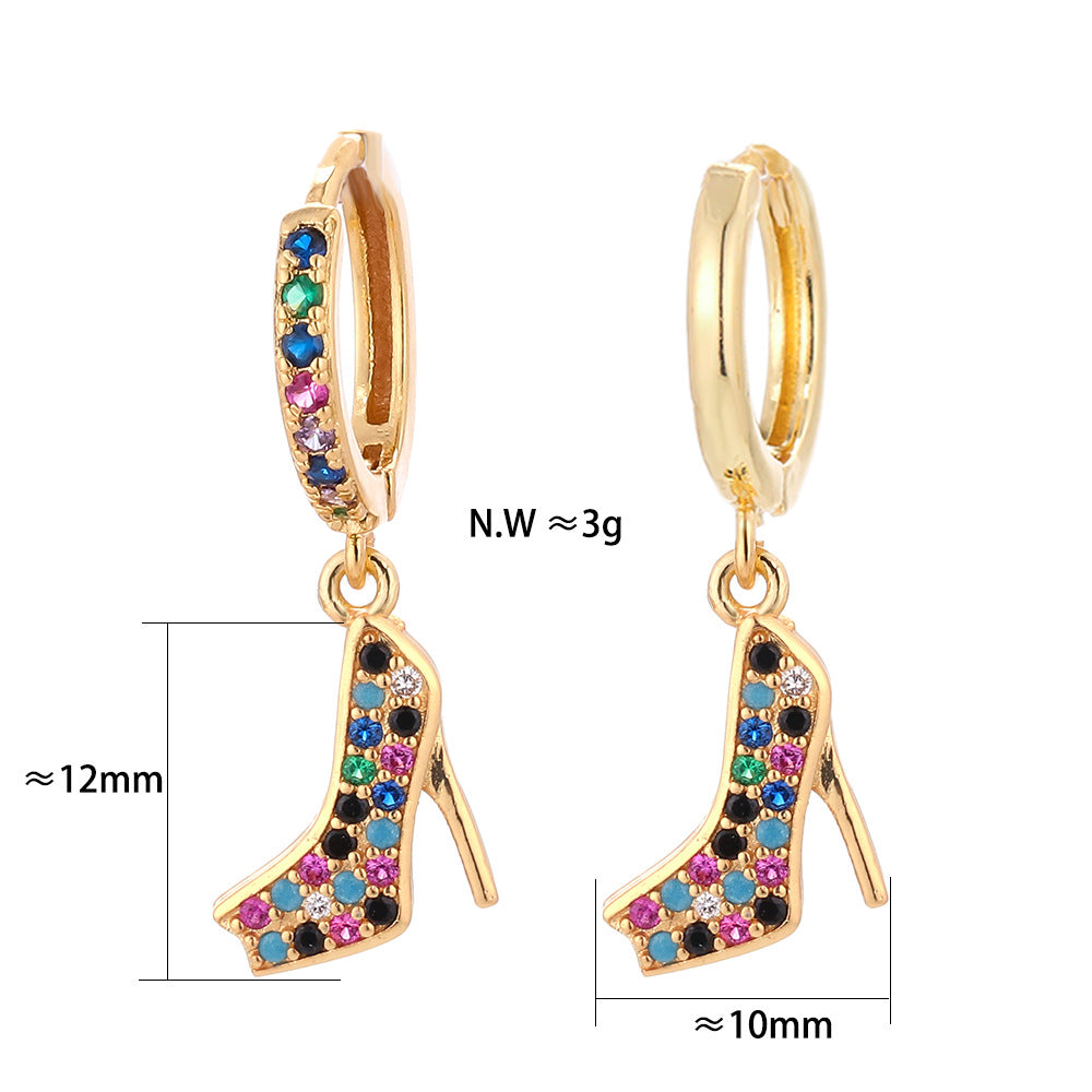 European And American Fashion Colorful Zircon Earrings A Variety Of Creative Personality Pineapple Cactus Earrings Diy Ear Studs Earrings For Women