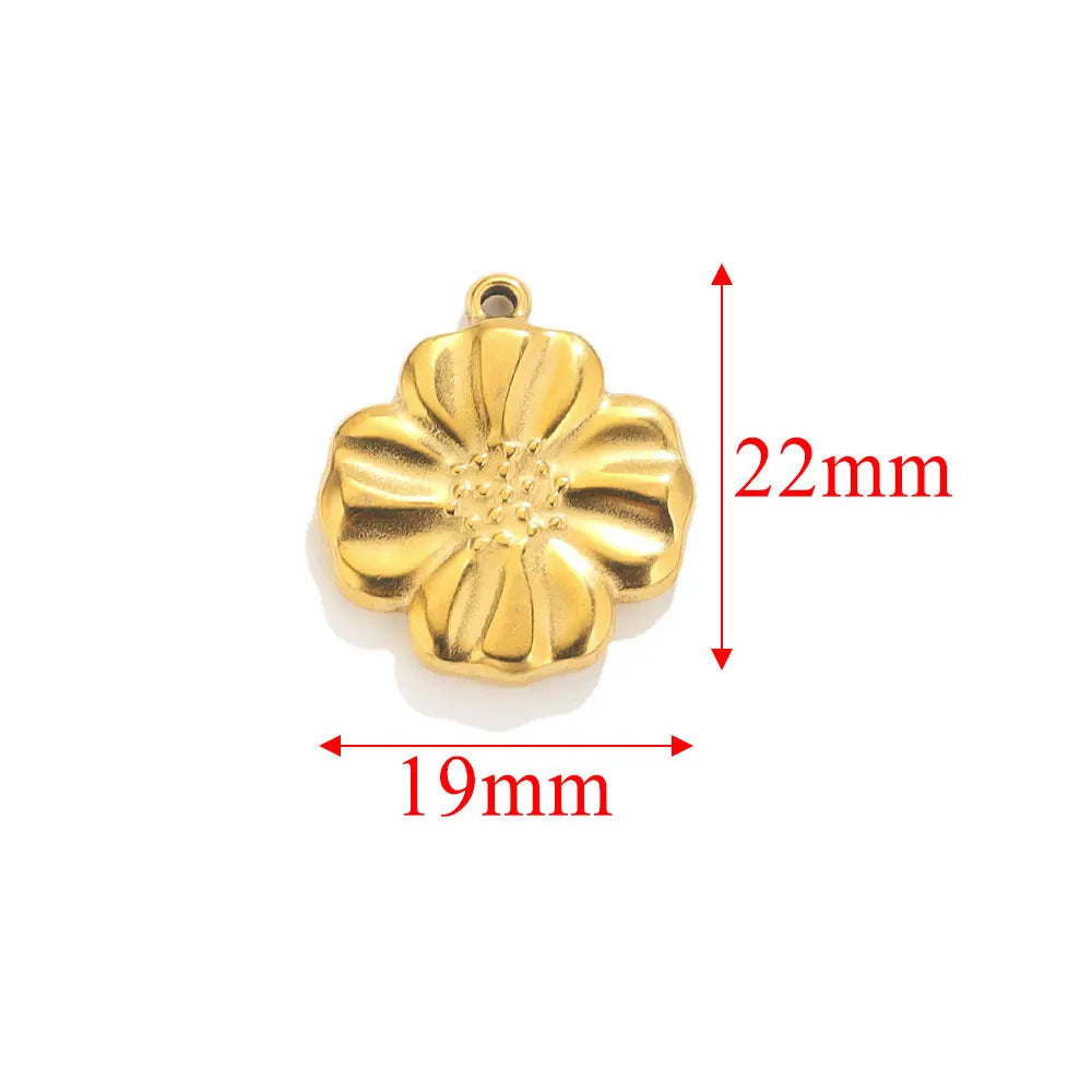 5 Pcs/Package Simple Style Wings Flower Shell Stainless Steel Plating Pendant Jewelry Accessories