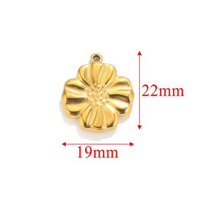 5 Pcs/Package Simple Style Wings Flower Shell Stainless Steel Plating Pendant Jewelry Accessories