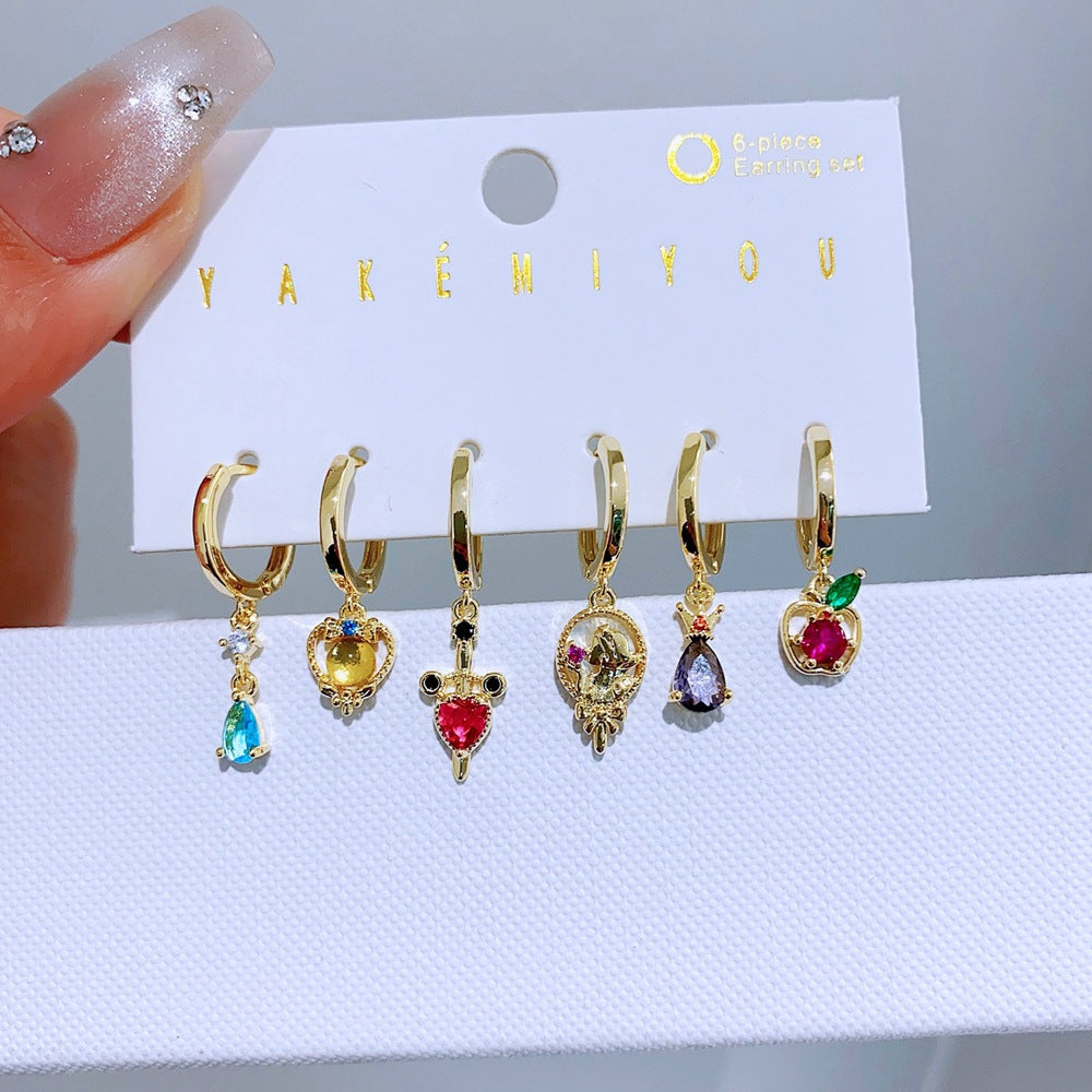 Copper 14K Gold Plated Cartoon Style Sweet Plating Inlay Cartoon Zircon Drop Earrings