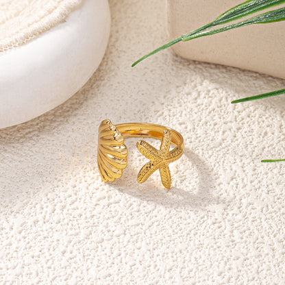 Simple Style Commute Starfish Heart Shape Bow Knot Alloy Plating 14K Gold Plated Women's Rings