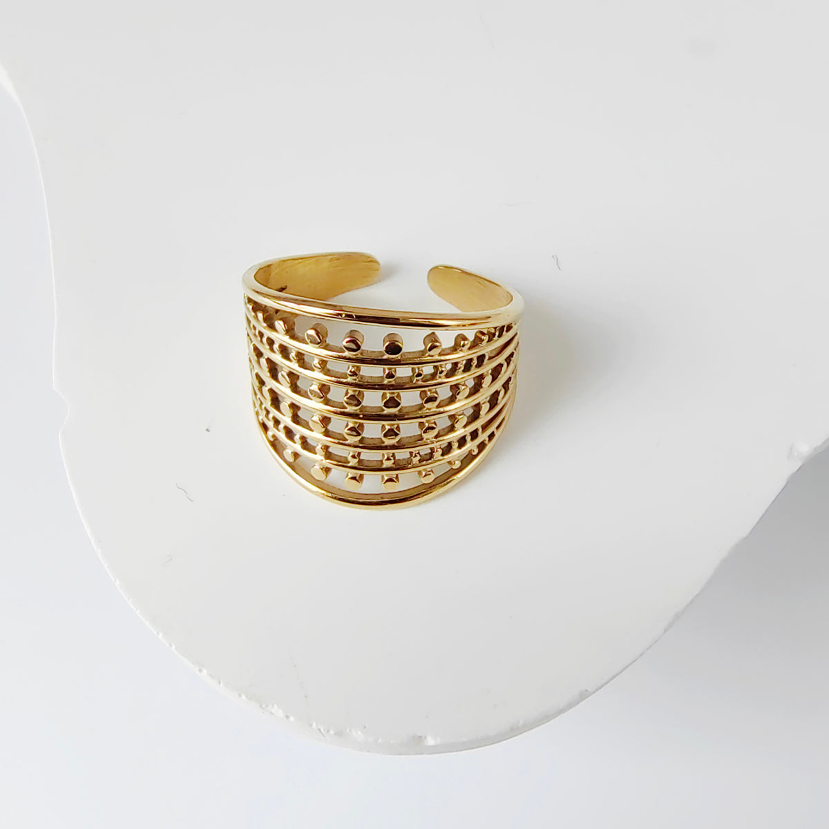 Wholesale Jewelry Casual Simple Style Geometric 304 Stainless Steel 18K Gold Plated Hollow Out Open Rings