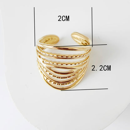 Wholesale Jewelry Casual Simple Style Geometric 304 Stainless Steel 18K Gold Plated Hollow Out Open Rings