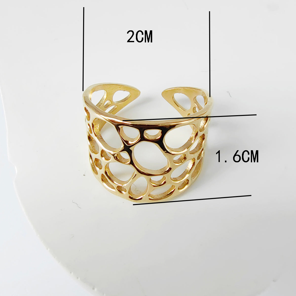 Wholesale Jewelry Casual Simple Style Geometric 304 Stainless Steel 18K Gold Plated Hollow Out Open Rings