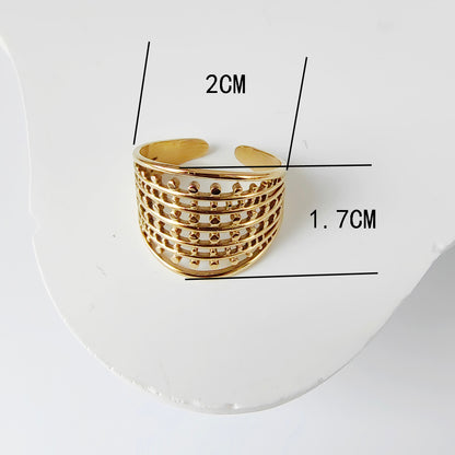 Wholesale Jewelry Casual Simple Style Geometric 304 Stainless Steel 18K Gold Plated Hollow Out Open Rings